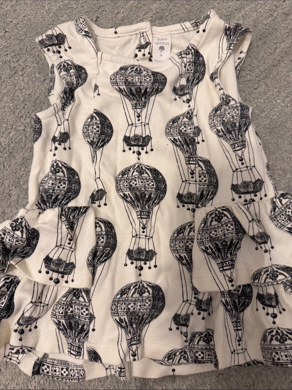 kate quinn Cream Dress with Black Hot Air Balloon Print